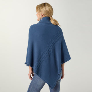 Heavenly-Luxe Cable Knit Turtleneck Poncho - Stellar Blue