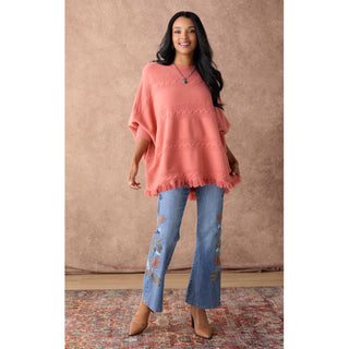 Heavenly-Luxe Cable Knit Boatneck Poncho - Oatmeal