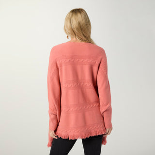 Heavenly-Luxe Cable Knit Boatneck Poncho - Autumn Orange