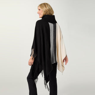 Martina Turtleneck Poncho - Black/Winter White