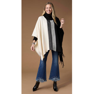 Martina Turtleneck Poncho - Black/Winter White