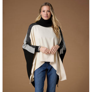 Martina Turtleneck Poncho - Black/Winter White