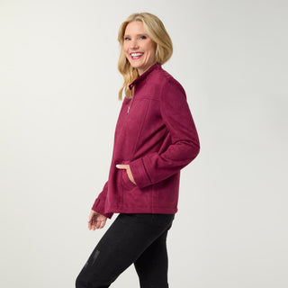 Pavia Lightweight Faux Suede Jacket - Rich Wine