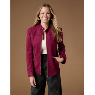 Pavia Lightweight Faux Suede Jacket - Rich Wine