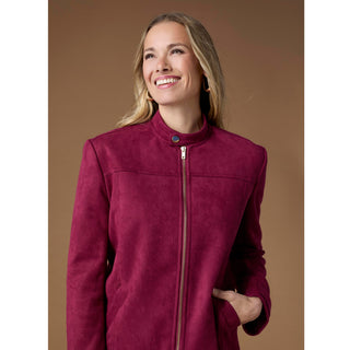 Pavia Lightweight Faux Suede Jacket - Rich Wine