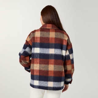 Adley Button Front Overshirt - Navy/Spice