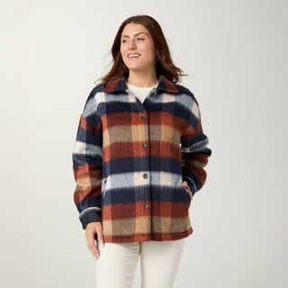 Adley Button Front Overshirt - Navy/Spice