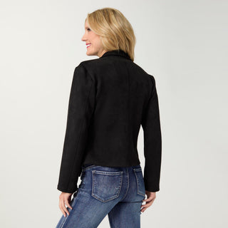 Alland Faux Suede Moto Jacket - Black