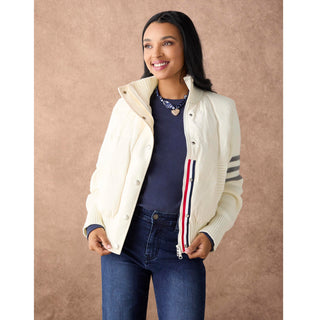 Bavaria Down Puffer Jacket with Sweater Sleeve - Winter White