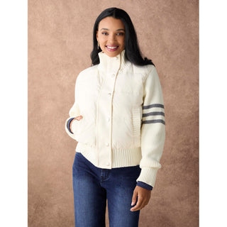 Bavaria Down Puffer Jacket with Sweater Sleeve - Winter White