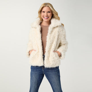 Caldonia Curly Faux Lamb Jacket - Cream