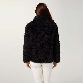 Caldonia Curly Faux Lamb Jacket - Black