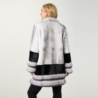 Fantasia Faux Fur Speckled Coat - White/Black