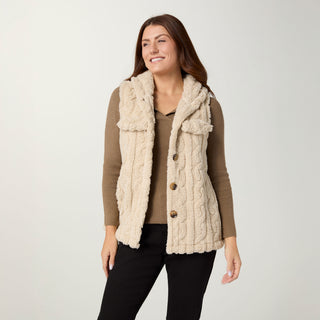 Andi Hooded Vest with Pockets - Doeskin