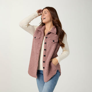Ronnie Long Vest with Pockets - Dusty Rose