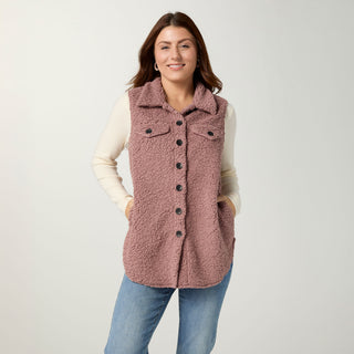 Ronnie Long Vest with Pockets - Dusty Rose