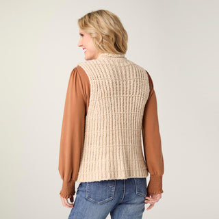 Palla Knit Vest with Rolled Collar - Oatmeal