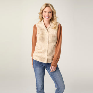 Palla Knit Vest with Rolled Collar - Oatmeal