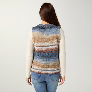 Caspia Ombre Knit Vest - Dusty Blue/Tan