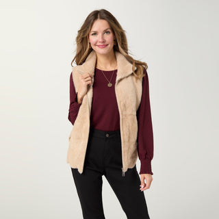Avante Front Zip Vest with Pockets - Doeskin