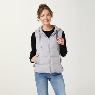 Casey Down Filled Vest with Contrast Sweater - Dove Grey