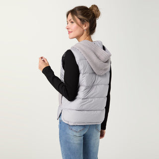 Casey Down Filled Vest with Contrast Sweater - Dove Grey