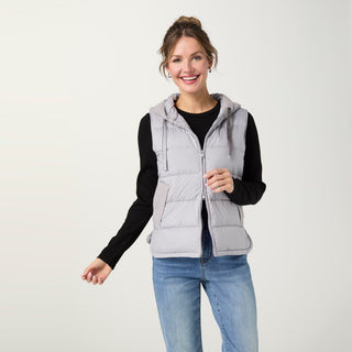 Casey Down Filled Vest with Contrast Sweater - Dove Grey