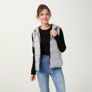 Casey Down Filled Vest with Contrast Sweater - Dove Grey