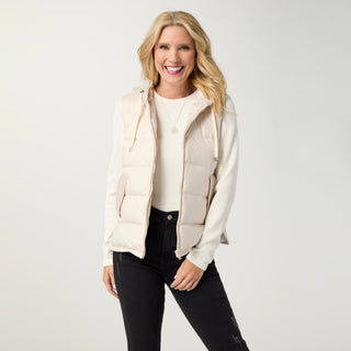 Casey Down Filled Vest with Contrast Sweater - Winter White