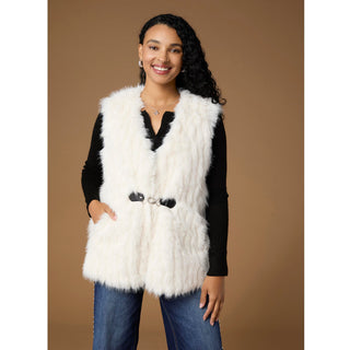 Cordova Faux Fur Vest with Front Closure - Winter White