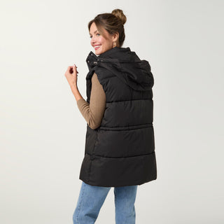 Moriah Hooded Puffer Vest with Ties