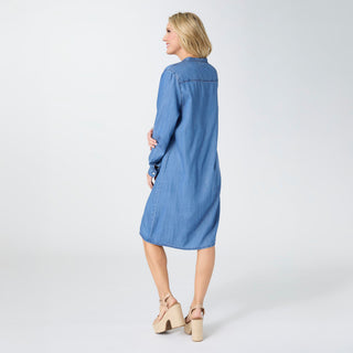 Clare Dress with Adjustable Sleeves - Medium Denim
