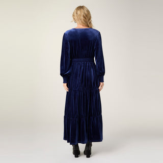 Castielle Velour Cinched Waist Maxi Dress - Patriot Blue