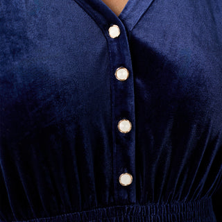 Castielle Velour Cinched Waist Maxi Dress - Patriot Blue