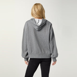 Fowler Hooded Distressed Sweatshirt with Raw Hem - Mid Heather Grey