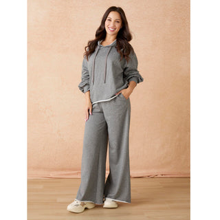Fowler Hooded Distressed Sweatshirt with Raw Hem - Mid Heather Grey