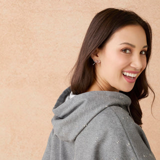 Fowler Hooded Distressed Sweatshirt with Raw Hem - Mid Heather Grey