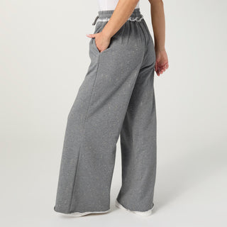 Fowler Distressed Terry Pant with Raw Hem - Mid Heather Grey