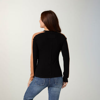 Gretel Knit Long Sleeve Top - Black/Camel
