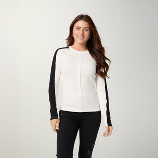 Gretel Knit Long Sleeve Top - Ivory/Black