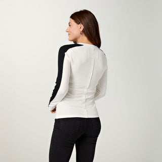 Gretel Knit Long Sleeve Top - Ivory/Black