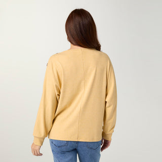 Hedy Long Sleeve Top with Button Detail - Mustard