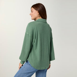 Seine Long Sleeve Ribbed Top - Sea Green