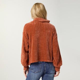 Tanner Long Sleeve Cowl Neck Top - Autumn Orange