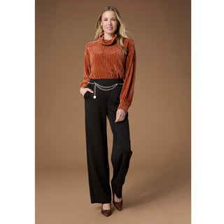 Tanner Long Sleeve Cowl Neck Top - Autumn Orange