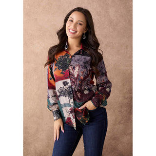 Ronja Colorblock Floral Print Blouse - Autumn Medley
