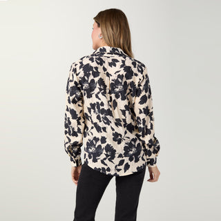 Trieste Lightweight Floral Print Blouse - Cream/Black