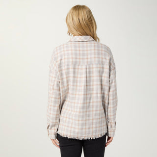 Sackett Lightweight Flannel Shirt with Fringe - Cream/Rust/Dusty Blue