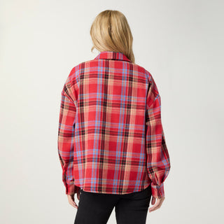 Tutsi Lightweight Plaid Flannel Shirt - Red/Dusty Blue/Tan