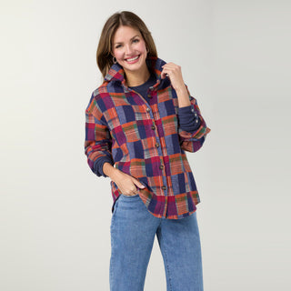 Redmond Long Sleeve Flannel Shirt - Navy/Autumn Orange/Merlot